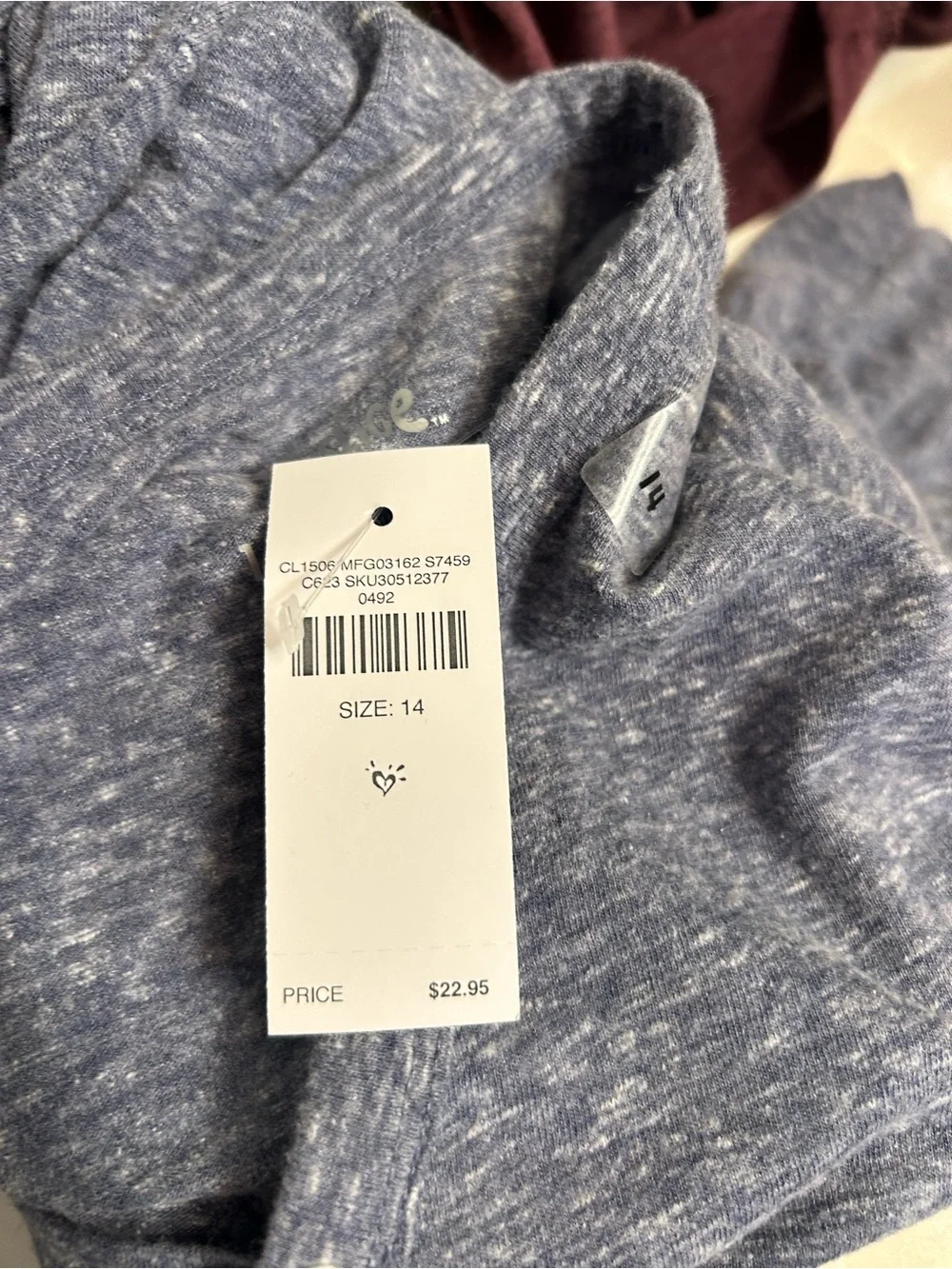 NWT-Justice Bluish/Gray Lace-Up Ruffle Hem Long Sleeve Top
